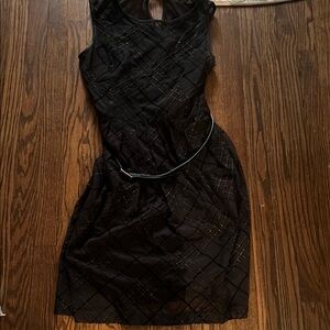 Ellen Tracy Black Textured Mini Dress